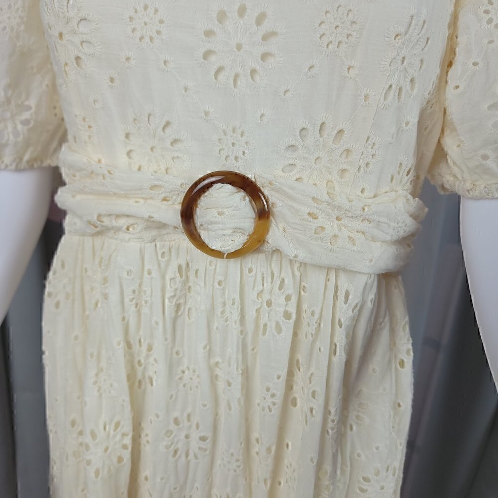 Ryan Michelle Women's 100% Cotton Cream Midi Dress Size Large (NWT) - Picture 5 of 14